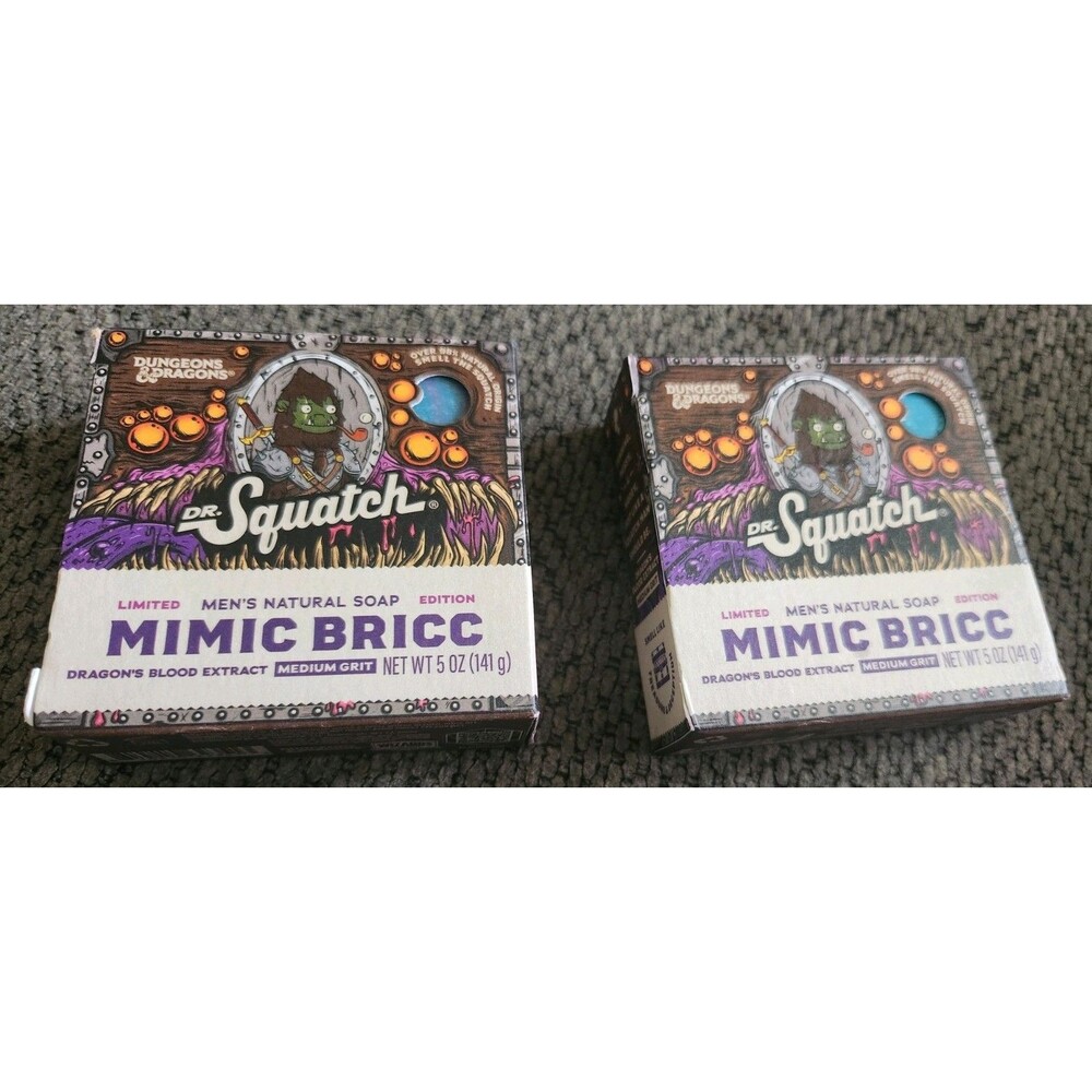 2 Dr. Squatch Limited Dungeons & Dragons Mimic Bricc Dragon's Blood Digital Dice